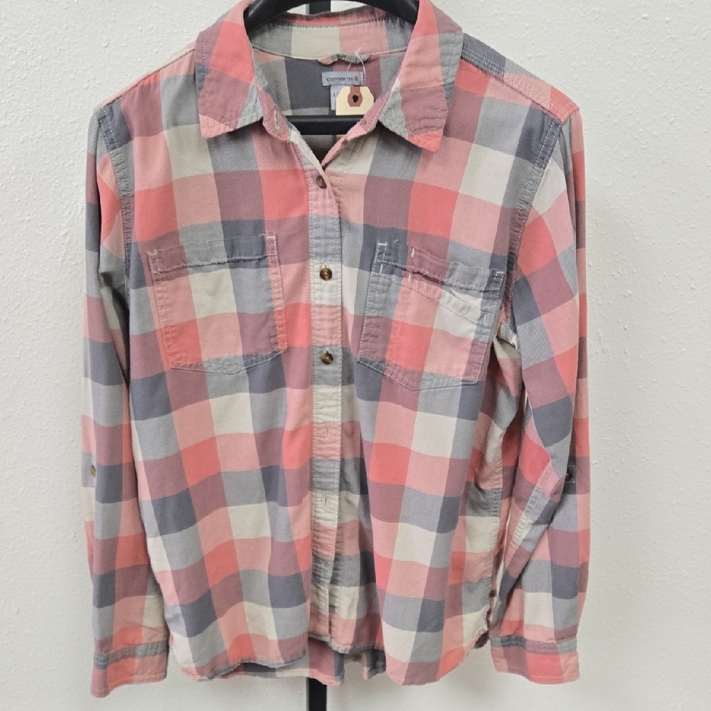 Carhartt Pink and Gray Plaid Shirt
